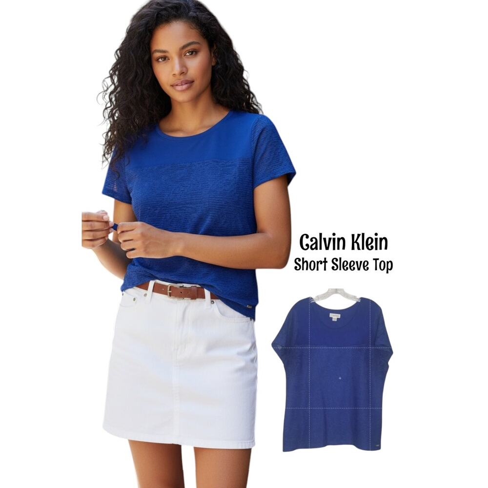 ❤️2/$12 Calvin Klein Short Sleeve Top, Royal Blue, Size XL